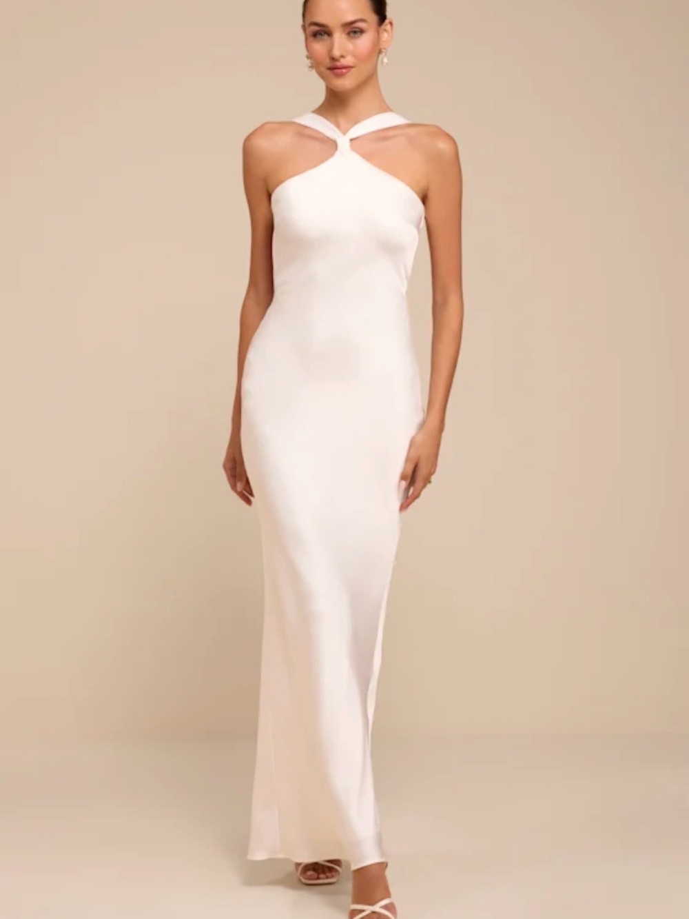White backless maxi dress